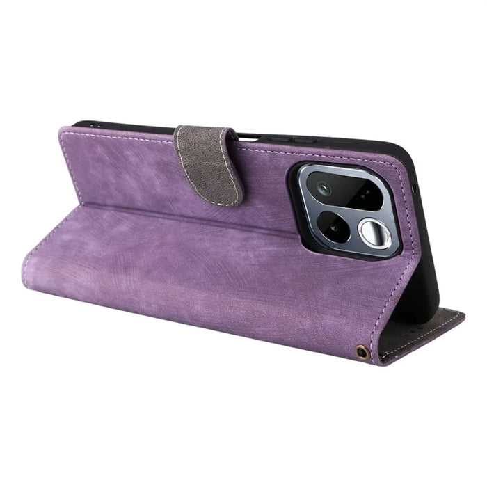 For Realme 16T 5G Wallet Case RFID Blocking PU Leather Phone Cover Stand with Strap - Purple - 4