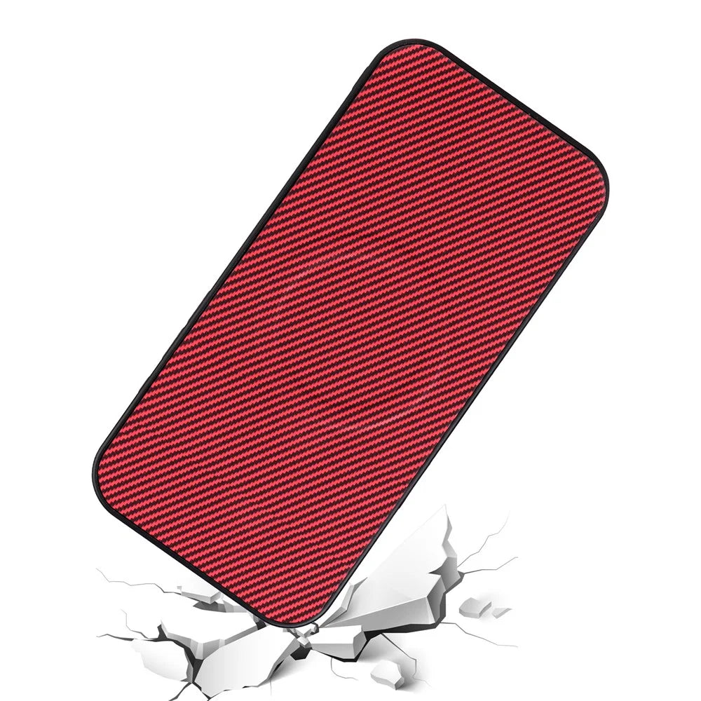 For Samsung Galaxy A25 5G (Global) (161mm) Case Carbon Fiber Texture Leather Coated TPU PC Phone Cover with Metal Ring for Magnetic Car Mount - Red - 5