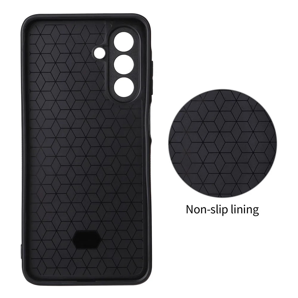 For Samsung Galaxy A25 5G (Global) (161mm) Case Carbon Fiber Texture Leather Coated TPU PC Phone Cover with Metal Ring for Magnetic Car Mount - Red - 6