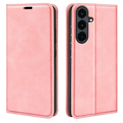 For Samsung Galaxy S26 FE Case Skin Touch Leather Wallet Phone Cover - Pink - 1