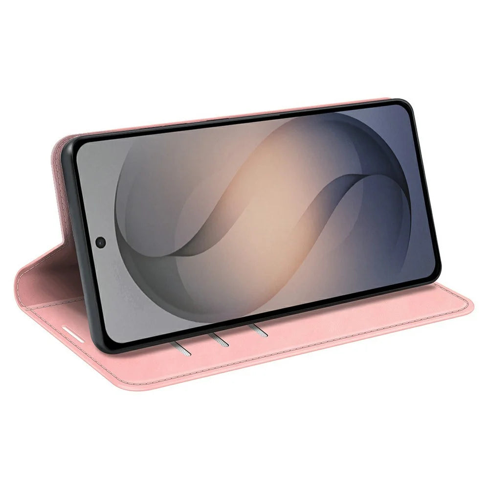 For Samsung Galaxy S26 FE Case Skin Touch Leather Wallet Phone Cover - Pink - 3