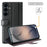 For Samsung Galaxy S26 FE Case Genuine Split Leather Phone Cover with Wallet Stand - Black - 6