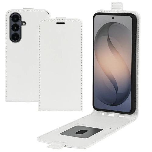 For Samsung Galaxy S26 FE Case with Card Slots Vertical Flip Leather Phone Cover - White - 1