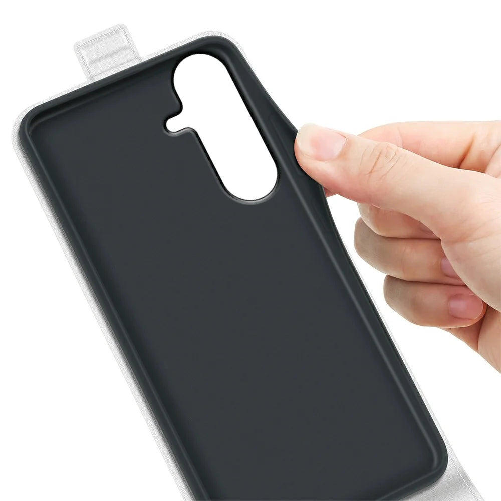 For Samsung Galaxy S26 FE Case with Card Slots Vertical Flip Leather Phone Cover - White - 3