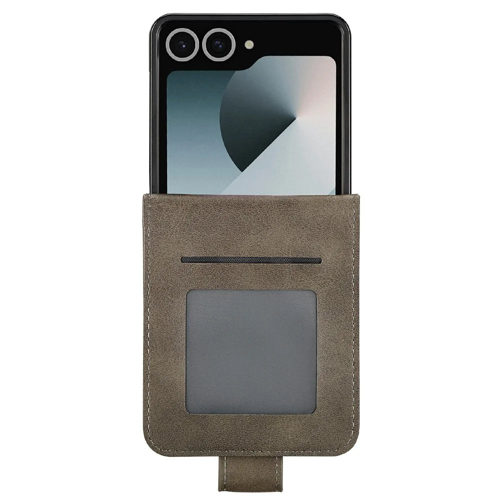 LC.IMEEKE for Samsung Galaxy Z Flip8 Case Calf Texture PU Leather Phone Cover - Grey - 2