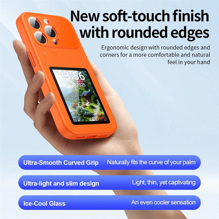 For iPhone 16 Pro Dynamic Phone Case 3.5 inch Multi-functional Color Screen Back Cover - Orange - 6