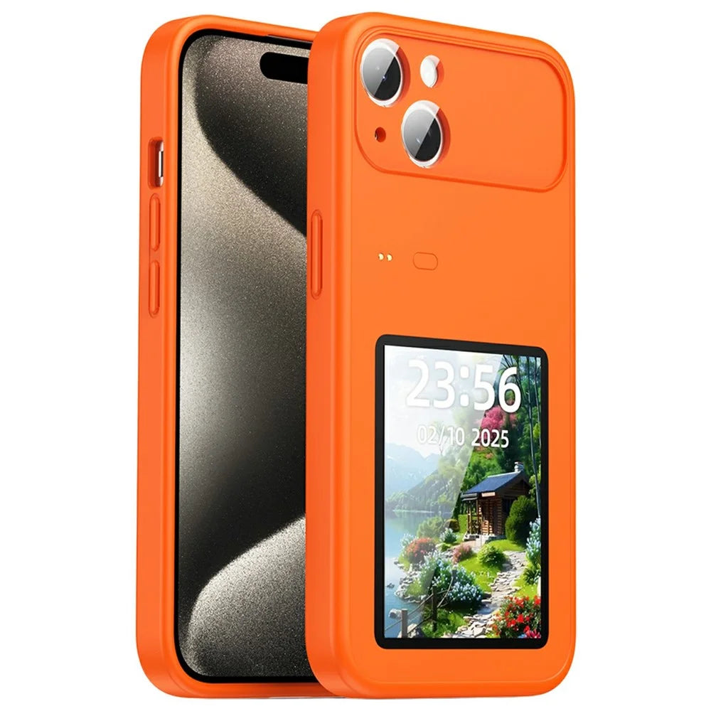 For iPhone 13 Dynamic Phone Case 3.0 inch Multi-functional Color Screen Back Cover - Orange - 1