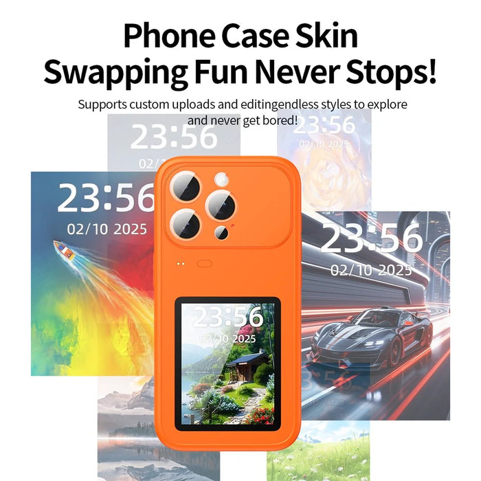 For iPhone 15 Pro Dynamic Phone Case 3.0 inch Multi-functional Color Screen Back Cover - Orange - 6
