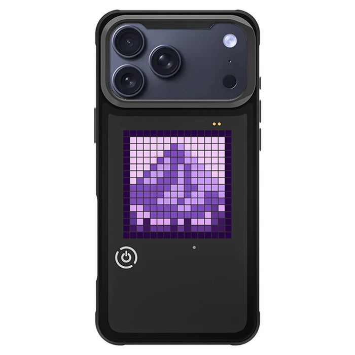 For iPhone 17 Pro Max Customizable LED Pixel Display Phone Case with 16x16 Screen Music Rhythm Sync PC+TPU Cover - Black - 1