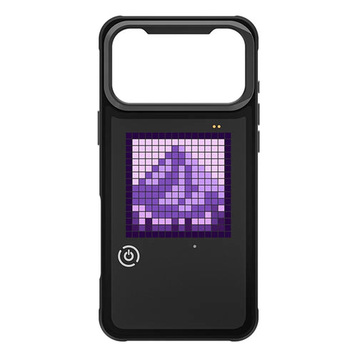 For iPhone 17 Pro LED Pixel Case DIY Animated Custom Screen Phone Cover with Foldable Kickstand - Black - 1