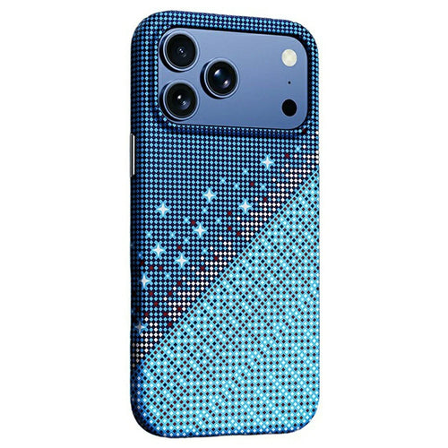 For iPhone 17 Pro Max Magnetic Case Pixel Grid Pattern Hard PC Shockproof Phone Cover - Blue - 1