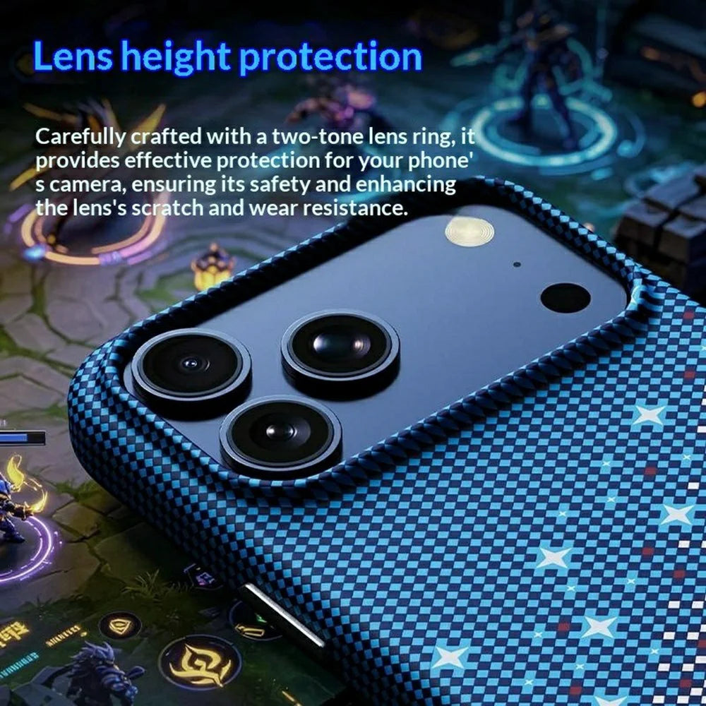 For iPhone 17 Pro Magnetic Case Pixel Grid Pattern Hard PC Shockproof Phone Cover - Blue - 5