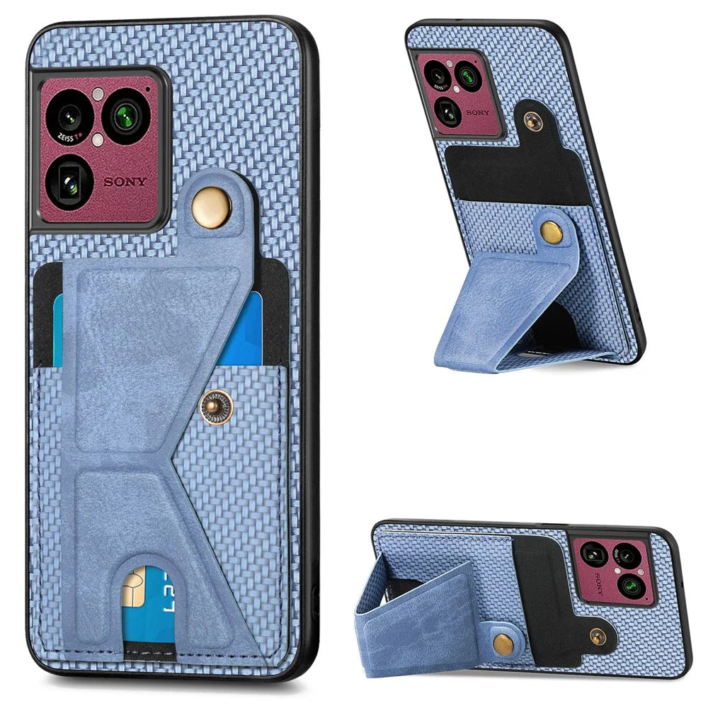 For Sony Xperia 1 VIII K-Shaped Kickstand Case Leather Phone Back Cover - Blue - 1