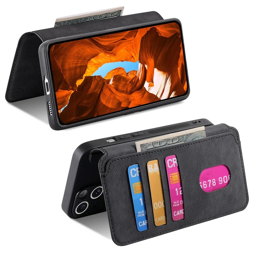 CASENEO MW-03 For Sony Xperia 1 VIII Magnetic Case Detachable Leather Phone Wallet Cover - Black - 3