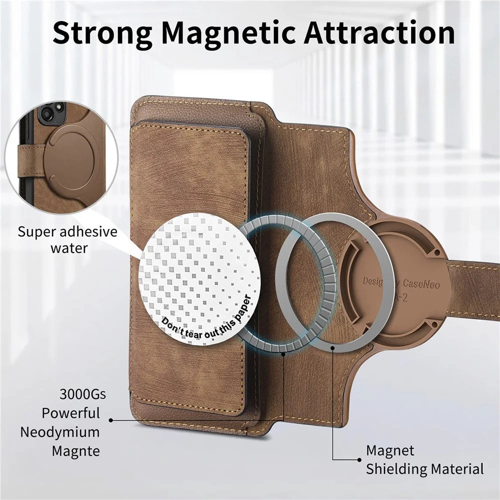 CASENEO MW-02 For Sony Xperia 1 VIII Case Detachable Magnetic Leather Flip Cover - Brown - 4