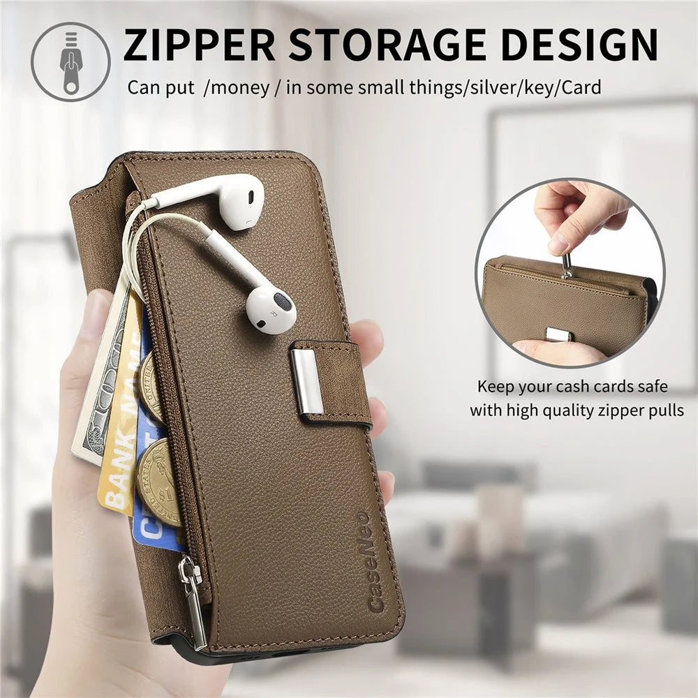 CASENEO MW-02 For Sony Xperia 1 VIII Case Detachable Magnetic Leather Flip Cover - Brown - 7