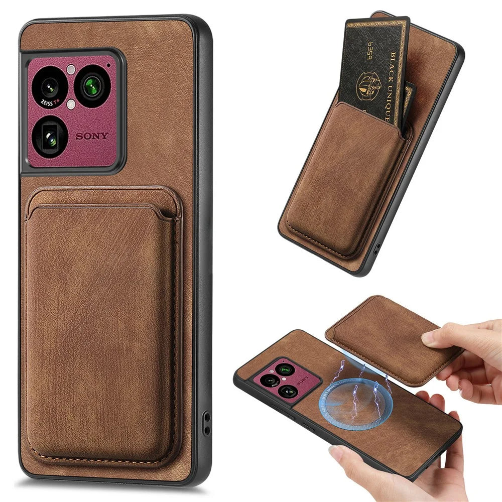 For Sony Xperia 1 VIII Magnetic Case Retro Leather + TPU Phone Cover with Detachable Card Slot - Brown - 1