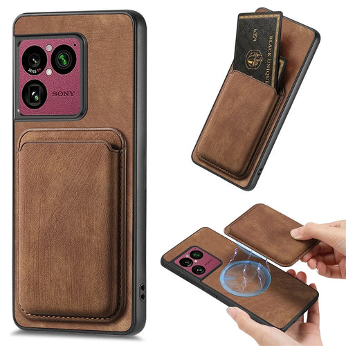 For Sony Xperia 1 VIII Magnetic Case Retro Leather + TPU Phone Cover with Detachable Card Slot - Brown - 1