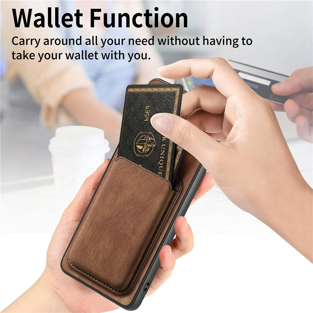 For Sony Xperia 1 VIII Magnetic Case Retro Leather + TPU Phone Cover with Detachable Card Slot - Brown - 7