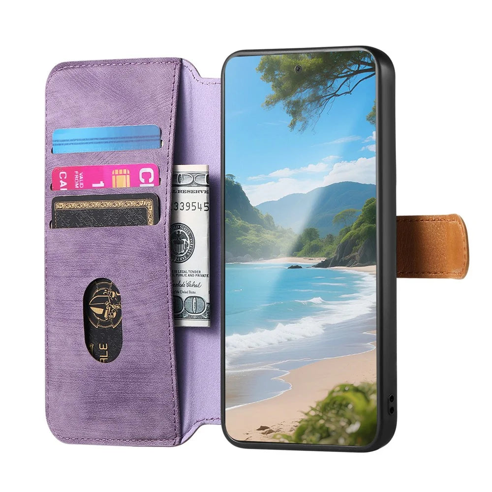 For Sony Xperia 1 VIII Wallet Case Retro Leather Phone Cover with Wristband Kickstand - Purple - 2