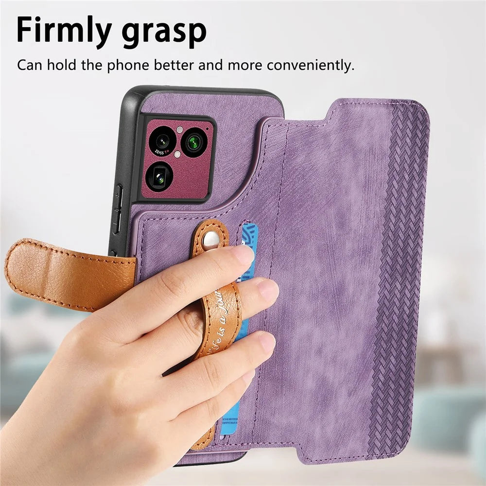 For Sony Xperia 1 VIII Wallet Case Retro Leather Phone Cover with Wristband Kickstand - Purple - 6