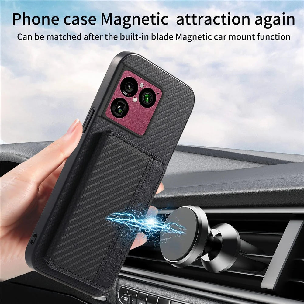 For Sony Xperia 1 VIII Case RFID Blocking Carbon Fiber Leather Phone Back Cover with Card Holder - Black - 7
