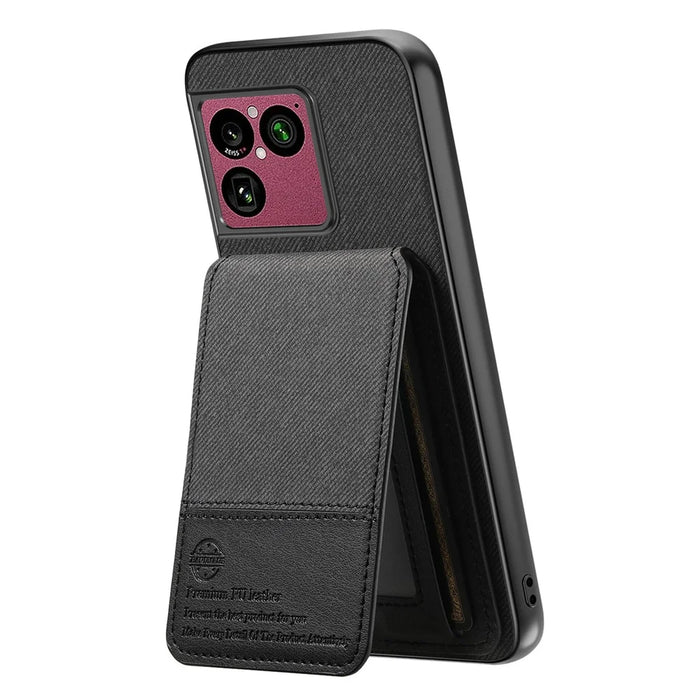 For Sony Xperia 1 VIII Case Cloth Texture Leather + PC + TPU Cover with RFID Blocking Card Holder - Black - 2