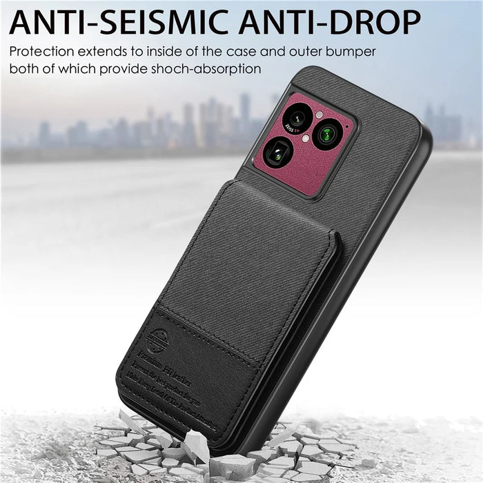 For Sony Xperia 1 VIII Case Cloth Texture Leather + PC + TPU Cover with RFID Blocking Card Holder - Black - 3