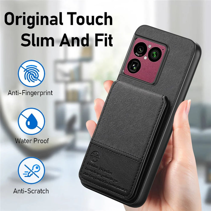For Sony Xperia 1 VIII Case Cloth Texture Leather + PC + TPU Cover with RFID Blocking Card Holder - Black - 4