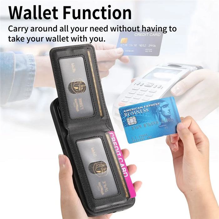 For Sony Xperia 1 VIII Case Cloth Texture Leather + PC + TPU Cover with RFID Blocking Card Holder - Black - 5