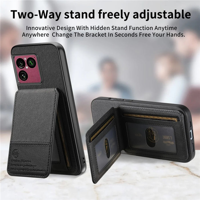 For Sony Xperia 1 VIII Case Cloth Texture Leather + PC + TPU Cover with RFID Blocking Card Holder - Black - 6