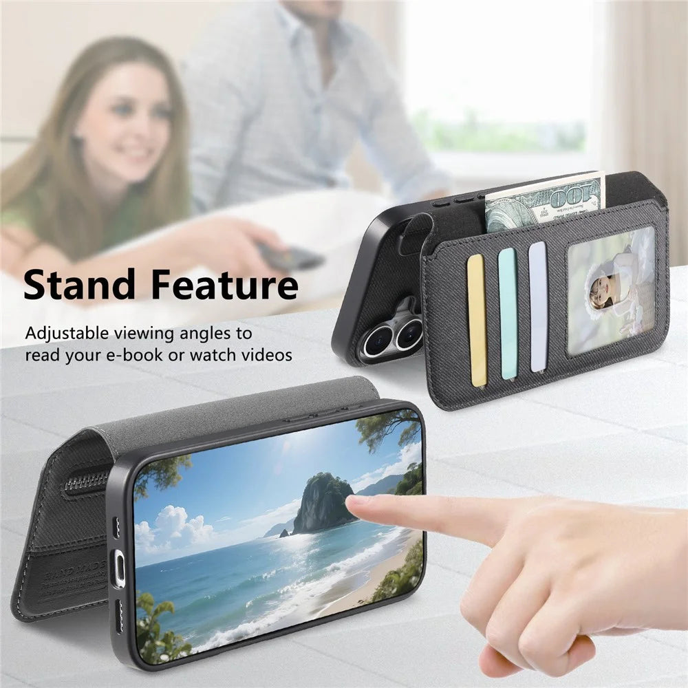 For Sony Xperia 1 VIII Magnetic Case RFID Blocking Detachable Wallet Stand Cloth Texture Leather Phone Cover - Black - 3