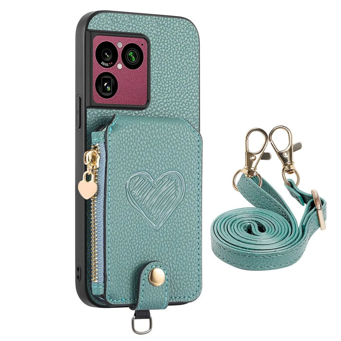 For Sony Xperia 1 VIII Case Card Holder Kickstand Leather Back Cover with Shoulder Strap - Blue - 2