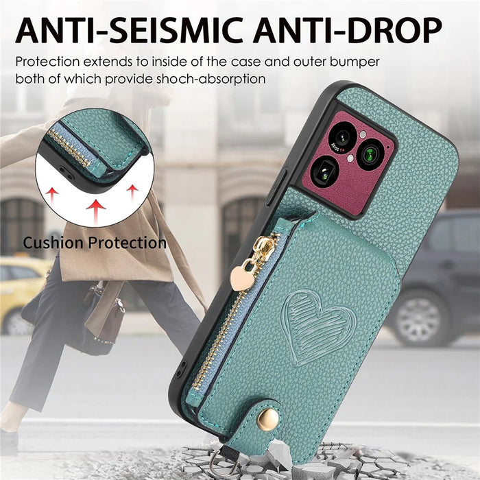 For Sony Xperia 1 VIII Case Card Holder Kickstand Leather Back Cover with Shoulder Strap - Blue - 5