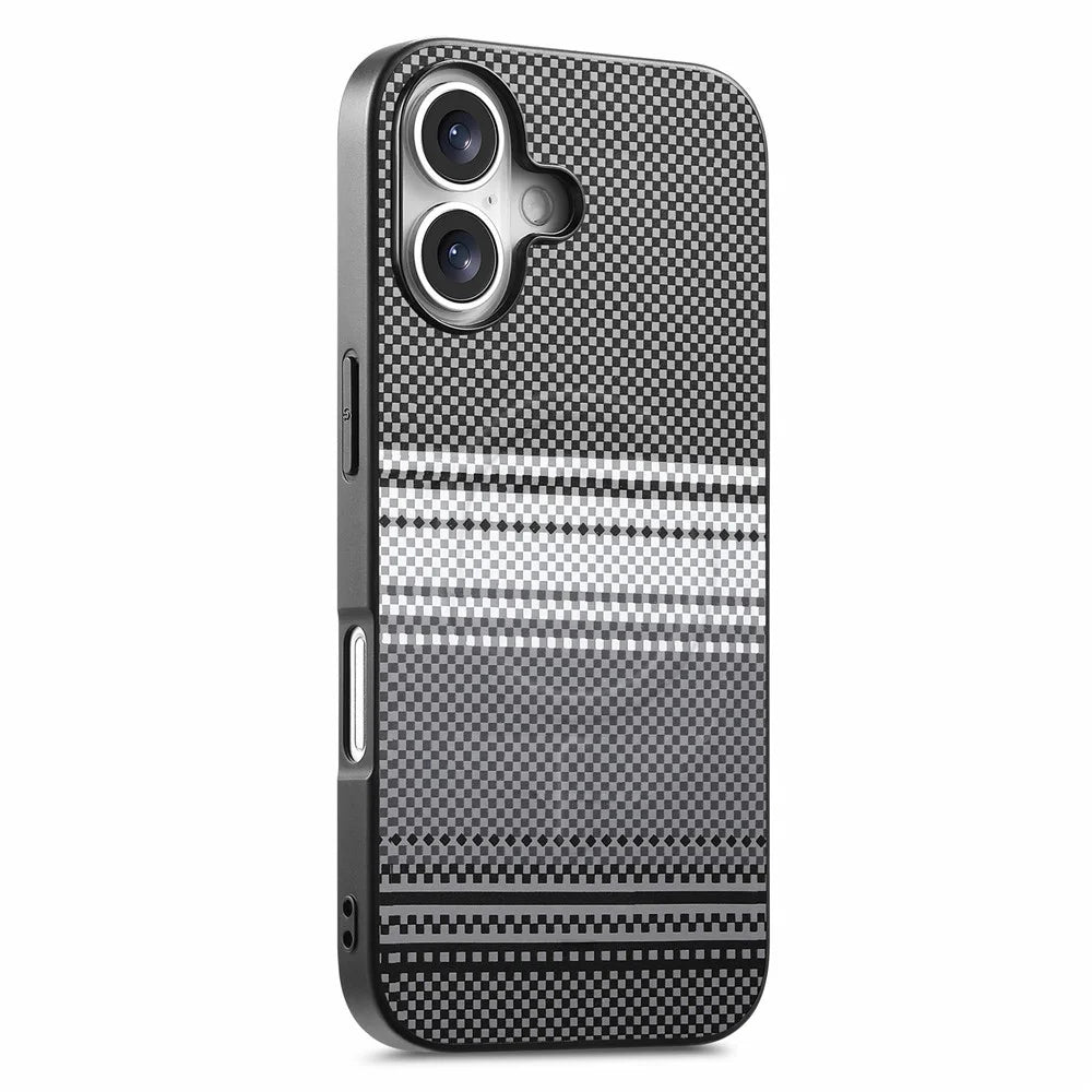 For iPhone 16 Magnetic Case PU Leather + PC + TPU Gradient Phone Cover - Black - 1