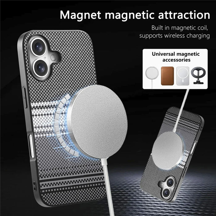 For iPhone 16 Magnetic Case PU Leather + PC + TPU Gradient Phone Cover - Black - 7