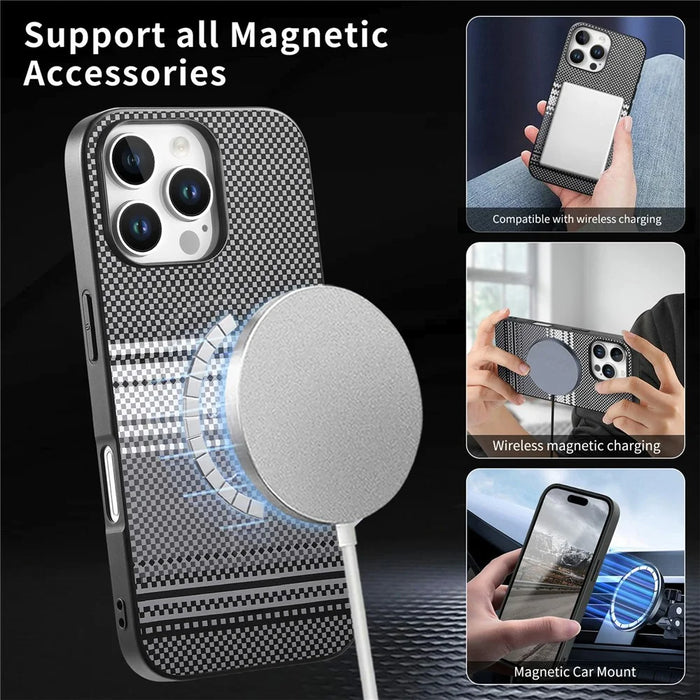 For iPhone 16 Pro Magnetic Case PU Leather + PC + TPU Gradient Phone Cover - Black - 6