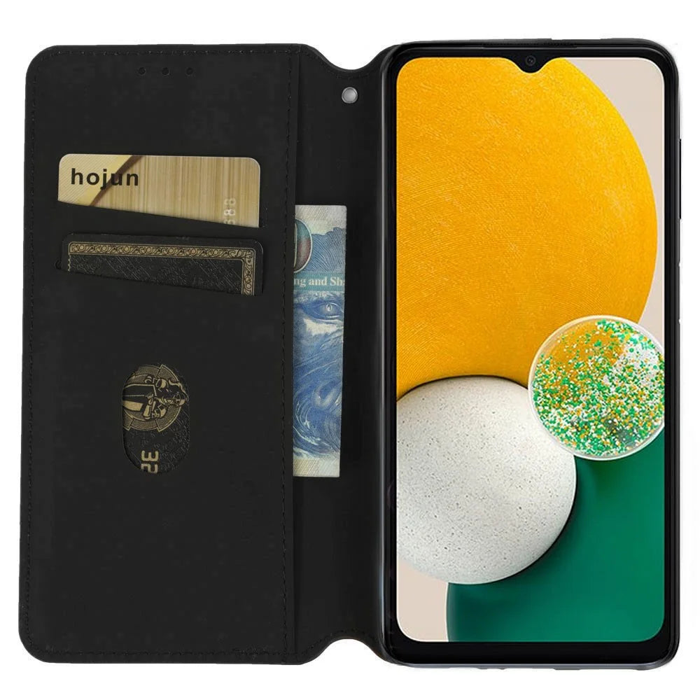For Samsung Galaxy A14 5G / A14 4G Imprinted Rhombus Pattern Stand Wallet Phone Case PU Leather Magnetic Auto-absorbed Folio Flip Cover - Brown - 2