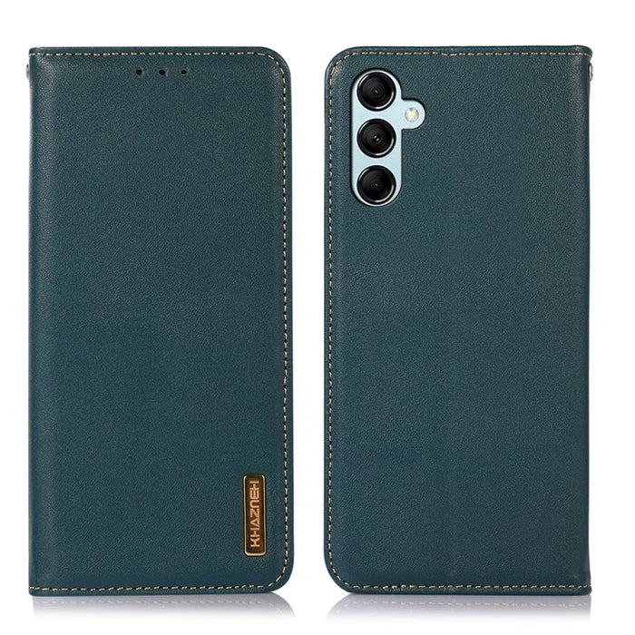 KHAZNEH For Samsung Galaxy S26 FE Case Wallet Genuine Cow Leather Phone Cover Nappa Texture - Green - 1