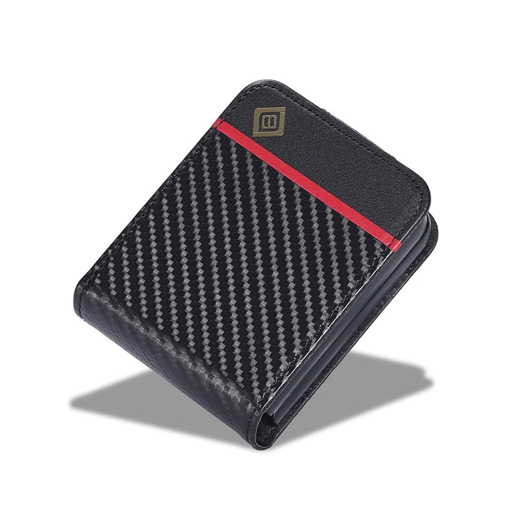 LC.IMEEKE Wallet Case for Samsung Galaxy Z Flip8 Carbon Fiber Texture Leather Phone Cover - Horizontal Stripe - 5