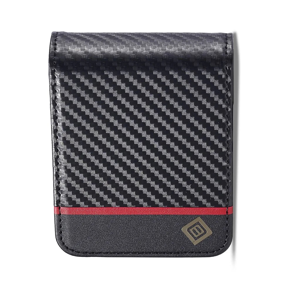 LC.IMEEKE Wallet Case for Samsung Galaxy Z Flip8 Carbon Fiber Texture Leather Phone Cover - Horizontal Stripe - 7