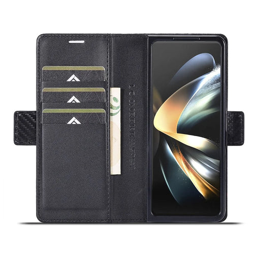 LC.IMEEKE Wallet Case for Samsung Galaxy Z Fold8 Ultra Carbon Fiber Texture Leather Phone Cover - Horizontal Stripe - 2