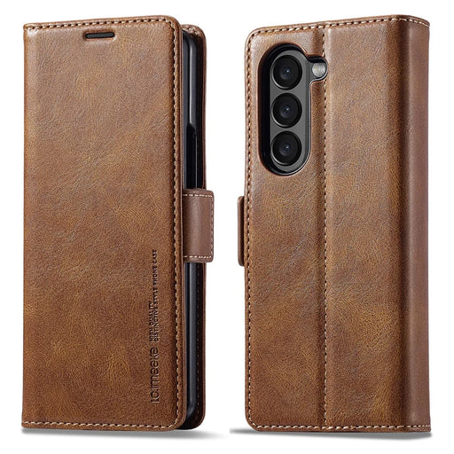 LC.IMEEKE For Samsung Galaxy Z Fold8 Ultra Leather Case RFID Blocking Card Slots Phone Cover - Brown - 1