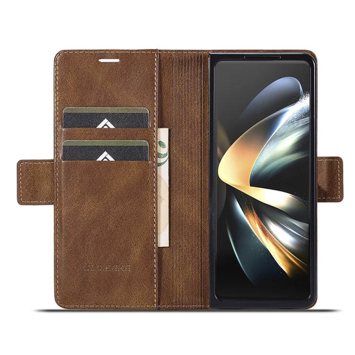 LC.IMEEKE For Samsung Galaxy Z Fold8 Ultra Leather Case RFID Blocking Card Slots Phone Cover - Brown - 2