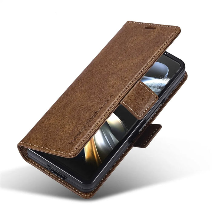 LC.IMEEKE For Samsung Galaxy Z Fold8 Ultra Leather Case RFID Blocking Card Slots Phone Cover - Brown - 4