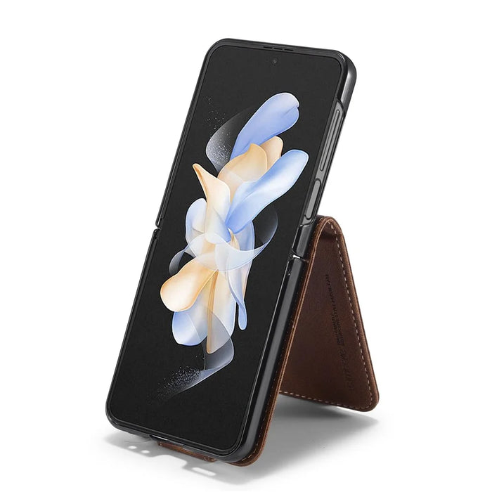 LC.IMEEKE For Samsung Galaxy Z Flip8 Leather Case RFID Blocking Card Slots Phone Cover - Brown - 2