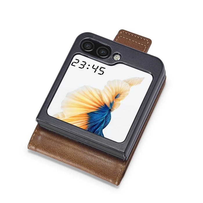 LC.IMEEKE For Samsung Galaxy Z Flip8 Leather Case RFID Blocking Card Slots Phone Cover - Brown - 4
