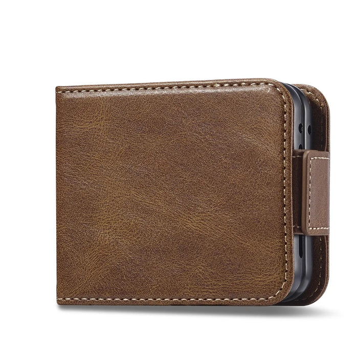 LC.IMEEKE For Samsung Galaxy Z Flip8 Leather Case RFID Blocking Card Slots Phone Cover - Brown - 6