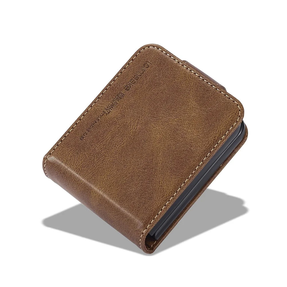 LC.IMEEKE For Samsung Galaxy Z Flip8 Leather Case RFID Blocking Card Slots Phone Cover - Brown - 7