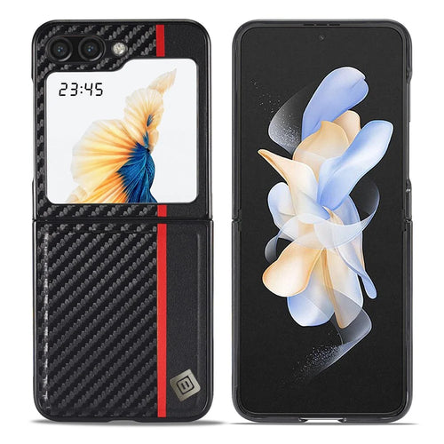 LC.IMEEKE For Samsung Galaxy Z Flip8 Case Carbon Fiber Texture Leather + TPU + EVA Phone Cover - 1